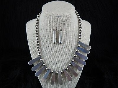 Navajo Sterling Silver Necklace & Earring Set - Geraldine Yazzie - High Lonesome Trading