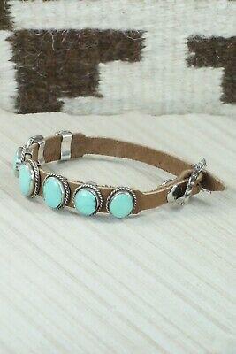 7 Stone Turquoise, Sterling Silver and Leather Bracelet - Danny Martinez - High Lonesome Trading