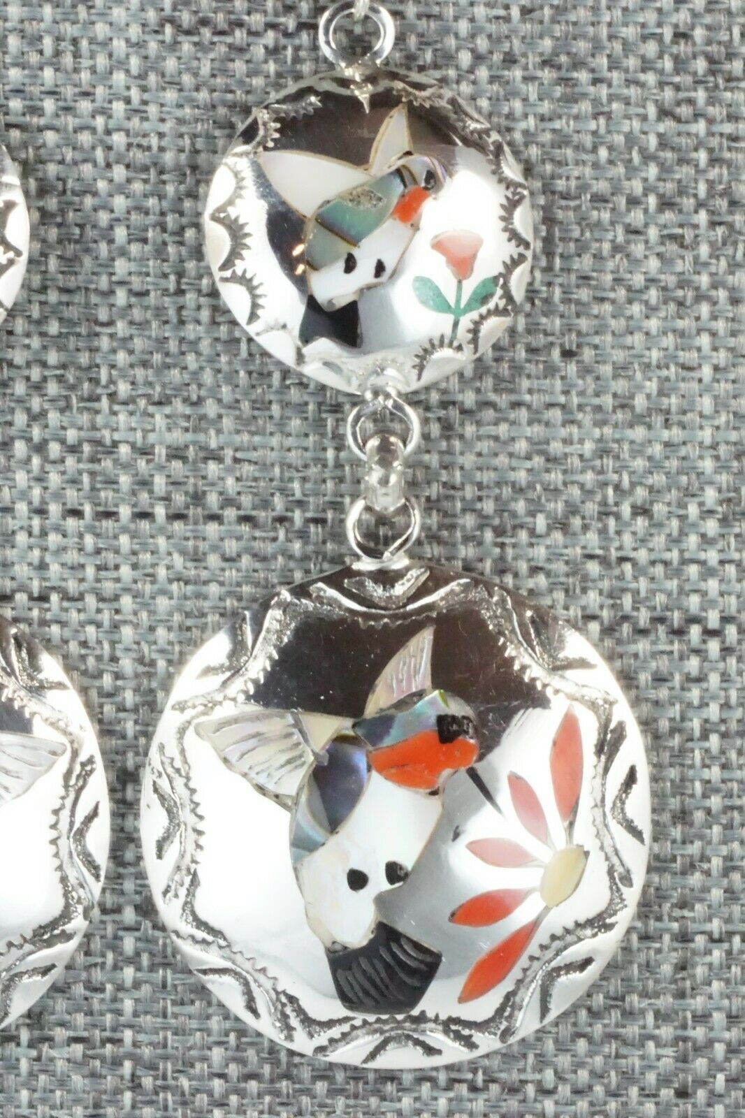 Multi Stone & Sterling Silver Earrings - Quintin Quam Sr.