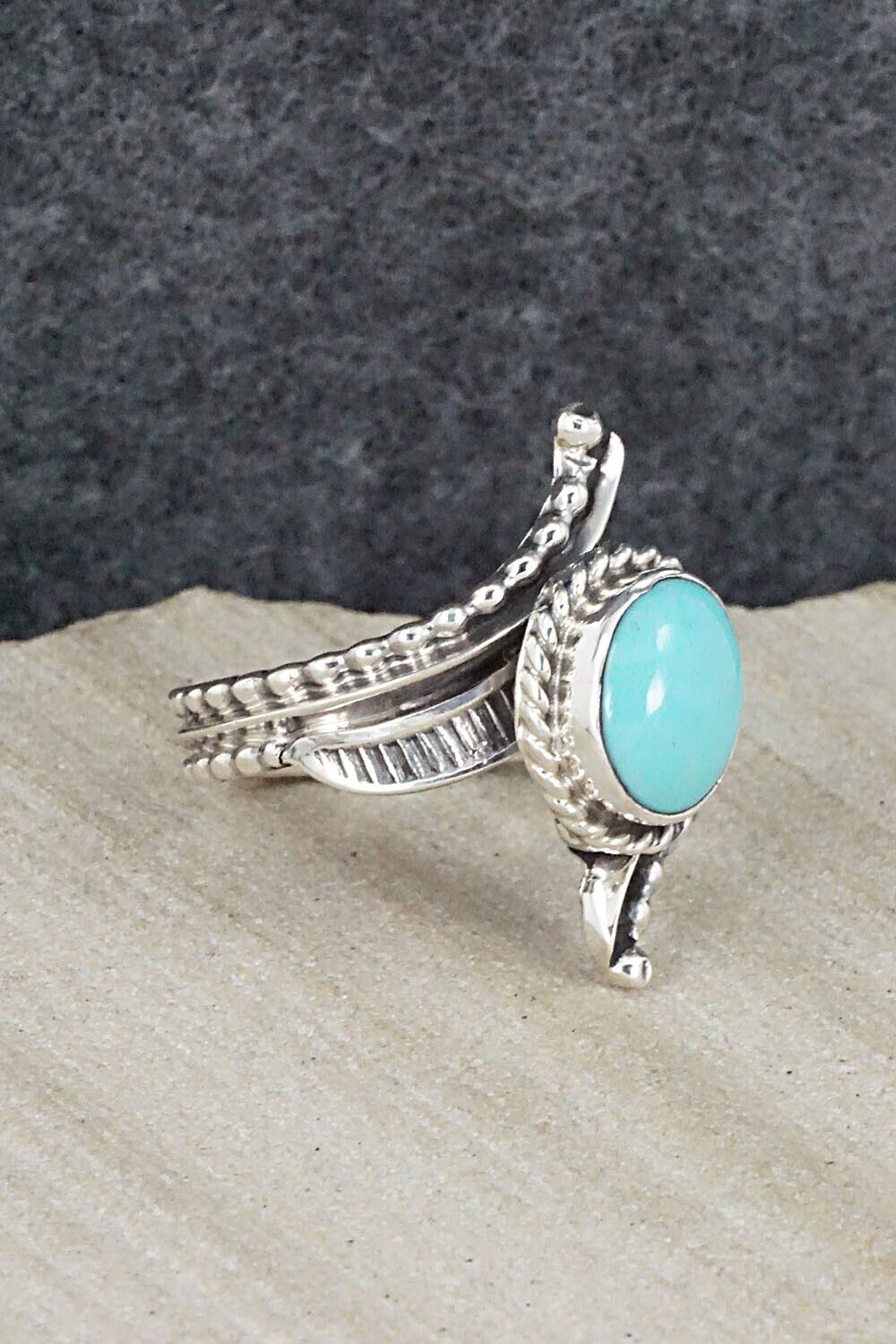 Turquoise & Sterling Silver Ring - Thomas Yazzie - Size 7.75