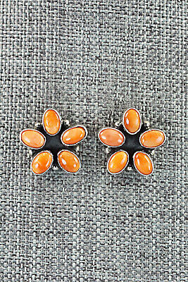 Spiny Oyster & Sterling Silver Earrings - Renelle Perry
