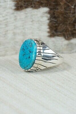 Navajo Turquoise and Sterling Silver Ring - Ray Jack - Size 10.75