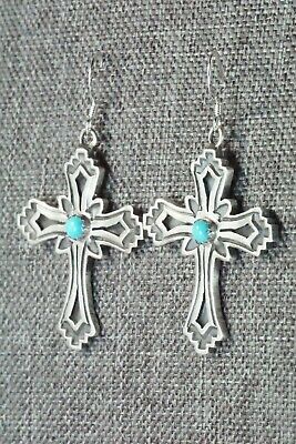 Turquoise & Sterling Silver Cross Earrings - Louise Joe