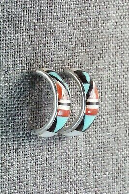 Multi Stone Inlay & Sterling Silver Earrings - Delberta Boone