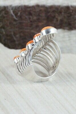 Spiny Oyster & Sterling Silver Ring - Thomas Yazzie - Size 8.5