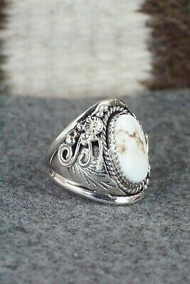White Buffalo & Sterling Silver Ring - Leonard Spencer - Size 9.5 - High Lonesome Trading