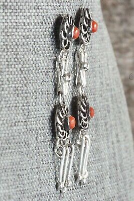 Coral & Sterling Silver Earrings - D Bellison