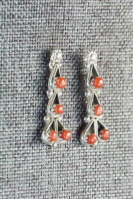 Coral & Sterling Silver Earrings - Alvina Lamy