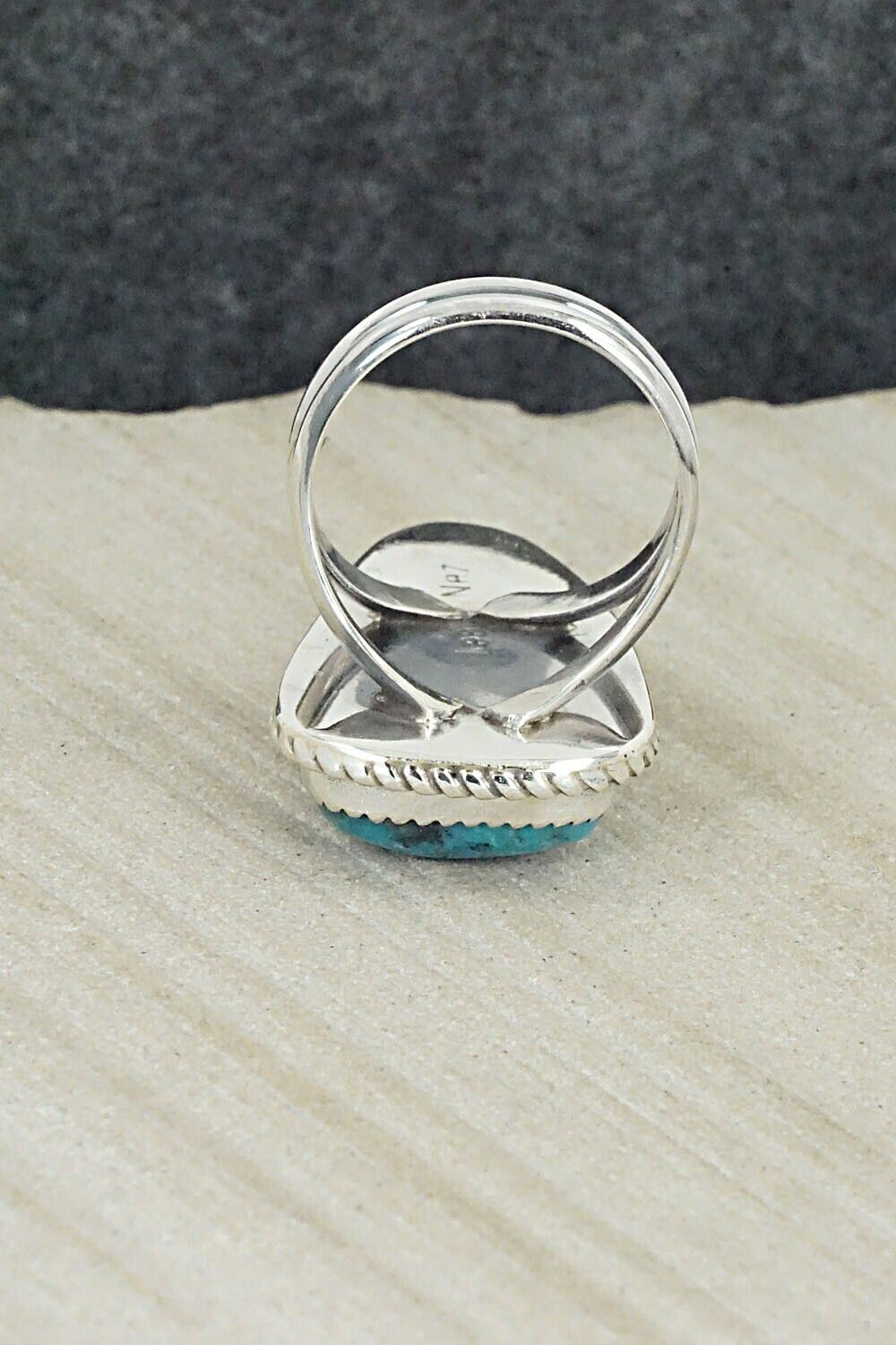Turquoise & Sterling Silver Ring - Leslie Nez - Size 9