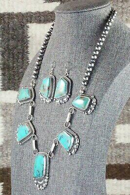 Turquoise & Sterling Silver Necklace and Earrings Set - Tom Lewis - High Lonesome Trading