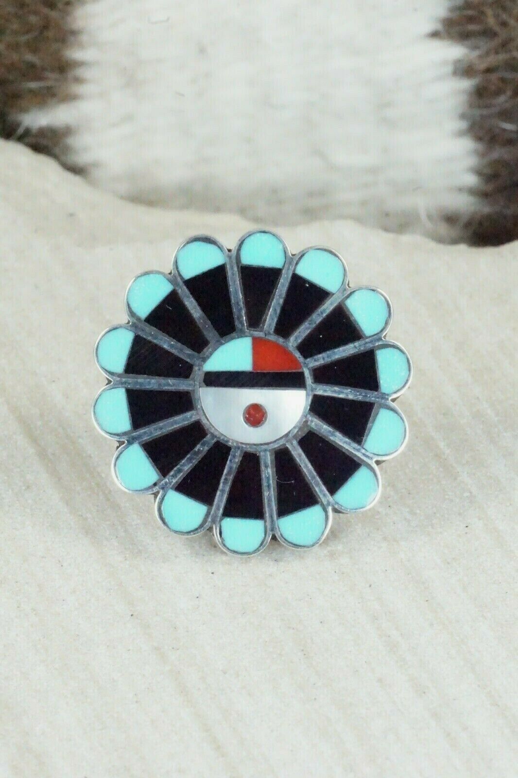 Turquoise, Mother of Pearl & Sterling Silver Inlay Jewelry Set - Adrian Wallace