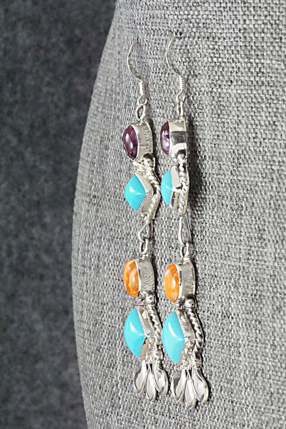Turquoise, Spiny Oyster & Sterling Silver Earrings - Sharon McCarthy