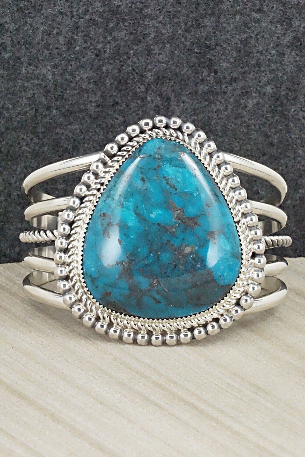 Turquoise & Sterling Silver Bracelet - Leslie Nez