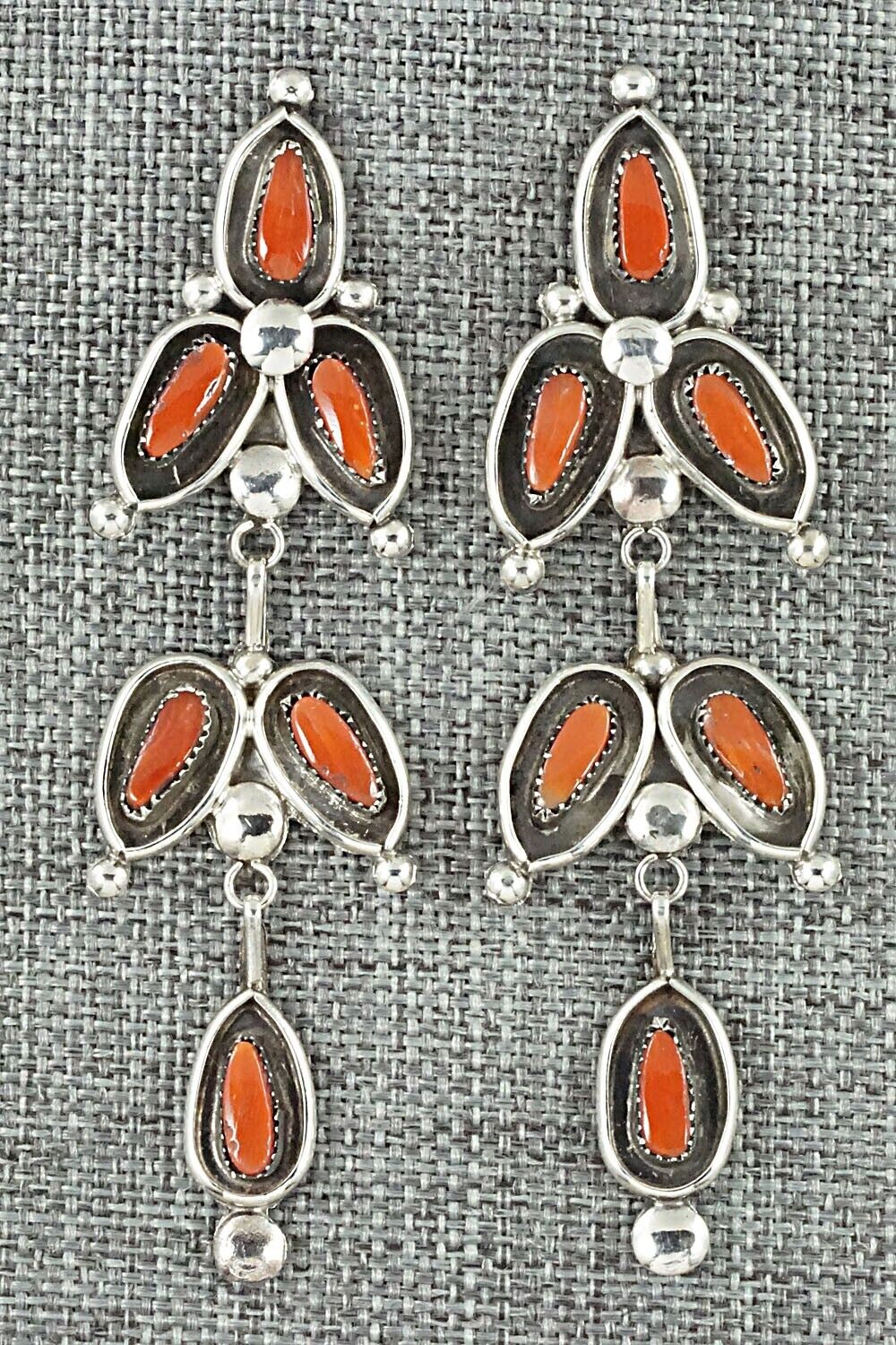 Coral & Sterling Silver Earrings - Viola Bobelu