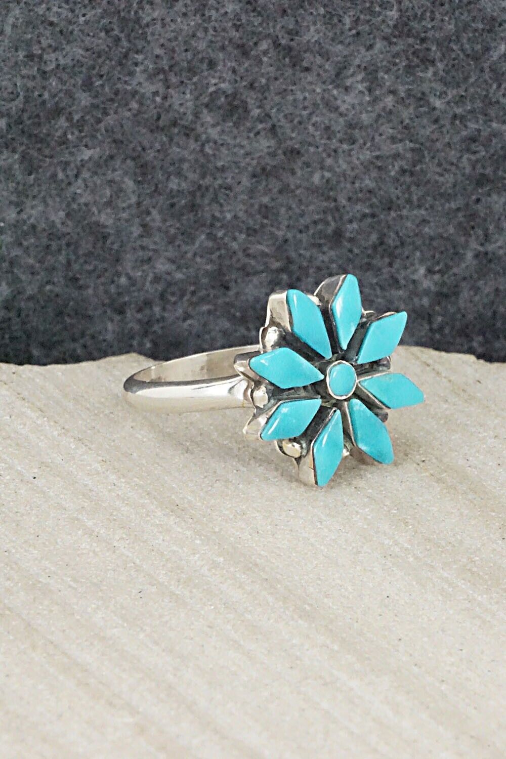 Turquoise & Sterling Silver Ring - Rose Kanteena - Size 7.75