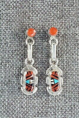 Multi Stone Inlay & Sterling Silver Earrings - Ernest Leekela