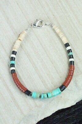Turquoise, Shell & Sterling Silver Bracelet - Torevia Crespin - High Lonesome Trading