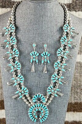 Zuni Turquoise & Sterling Silver Squash Blossom Set - Vie Bobelu
