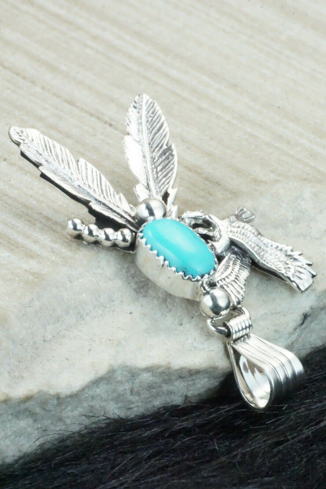 Turquoise and Sterling Silver Pendant - Genevieve Francisco