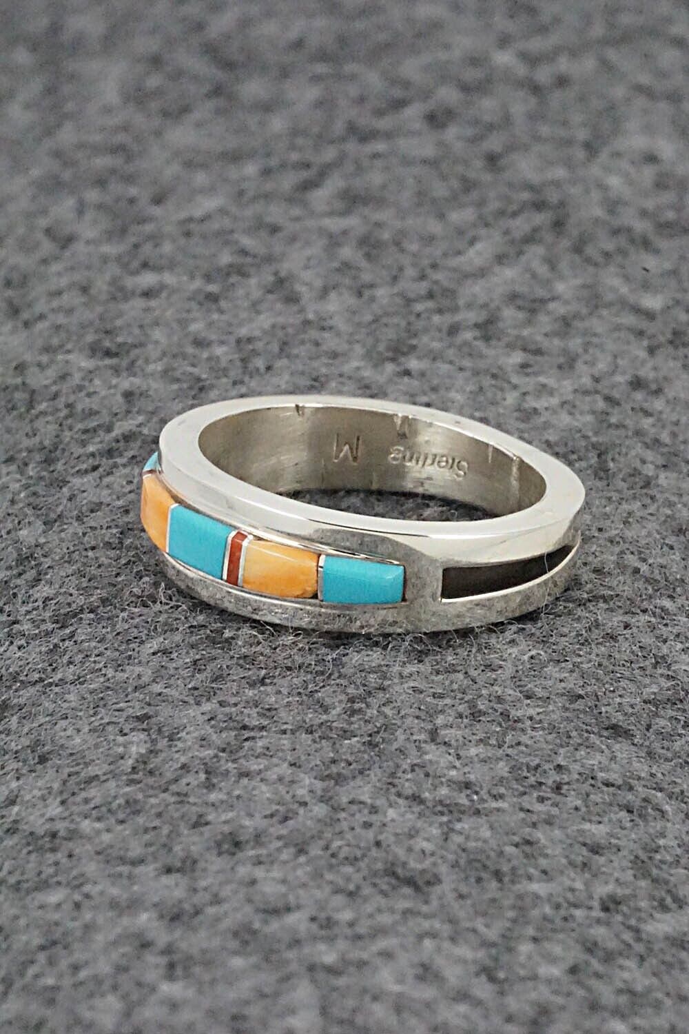 Multi-Stone & Sterling Silver Inlay Ring - Wilbert Muskett Jr.- Size 9.25