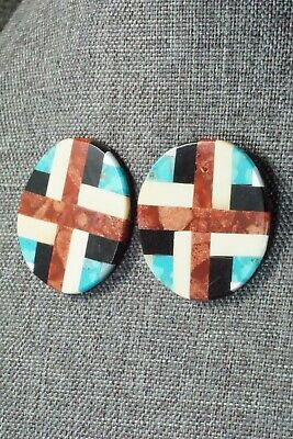 Multi Stone Inlay & Sterling Silver Earrings - Chaslyn Crespin