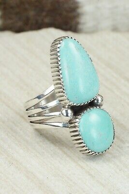 Turquoise and Sterling Silver Ring - Alvin Joe - Size 8.25