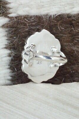 Turquoise & Coral Sterling Silver Ring - Roberta Begay - Size 5.5