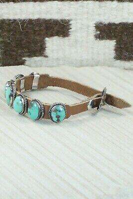 7 Stone Turquoise, Sterling Silver and Leather Bracelet - Jimmy Emerson - High Lonesome Trading