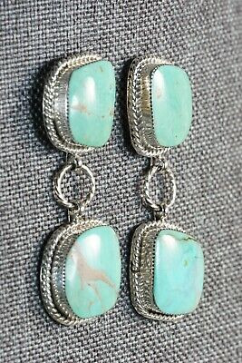 Navajo Turquoise & Sterling Silver Earrings - Fabian Delgarito - High Lonesome Trading