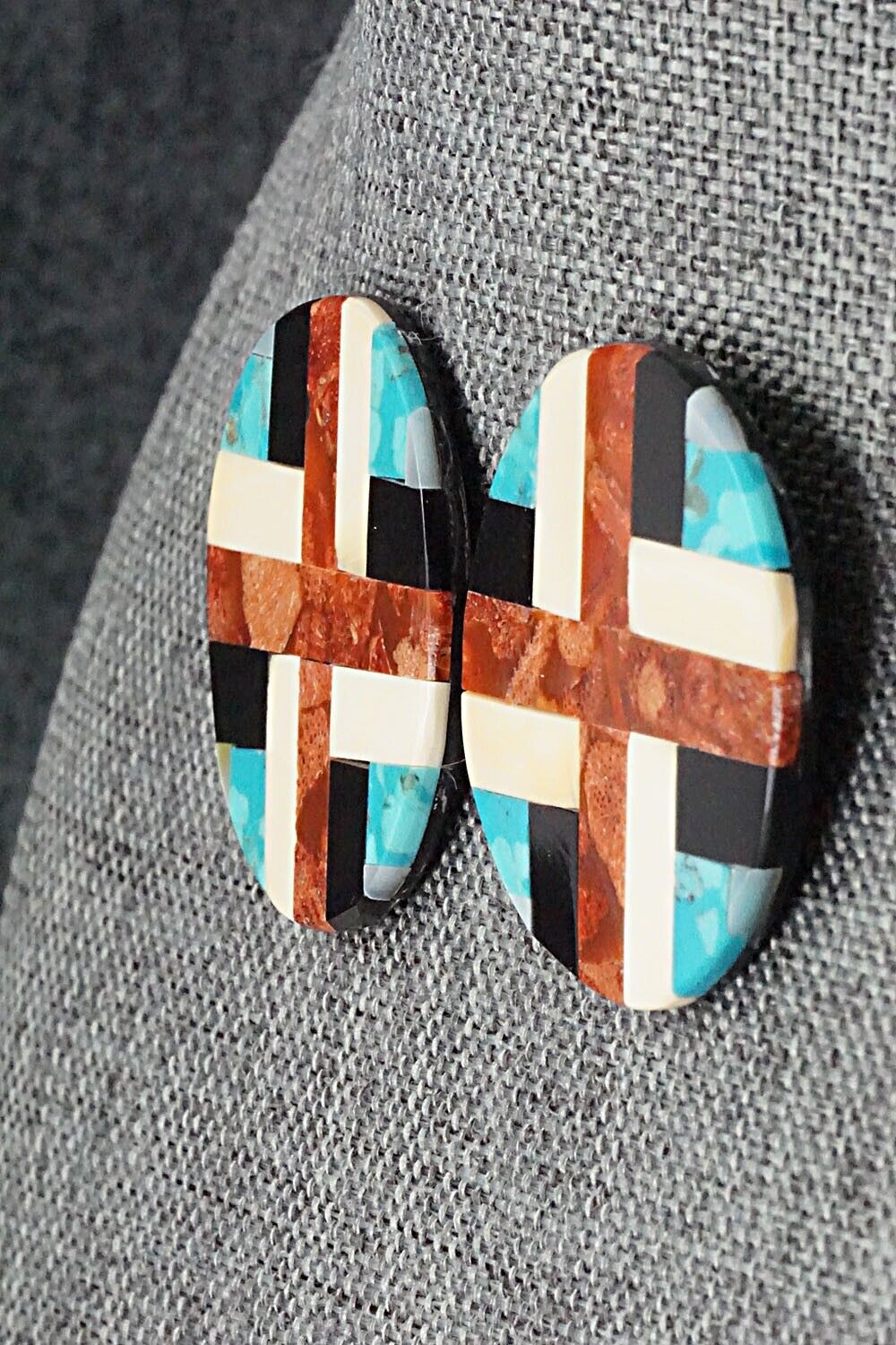 Multi Stone Inlay Earrings - Chaslyn Crespin