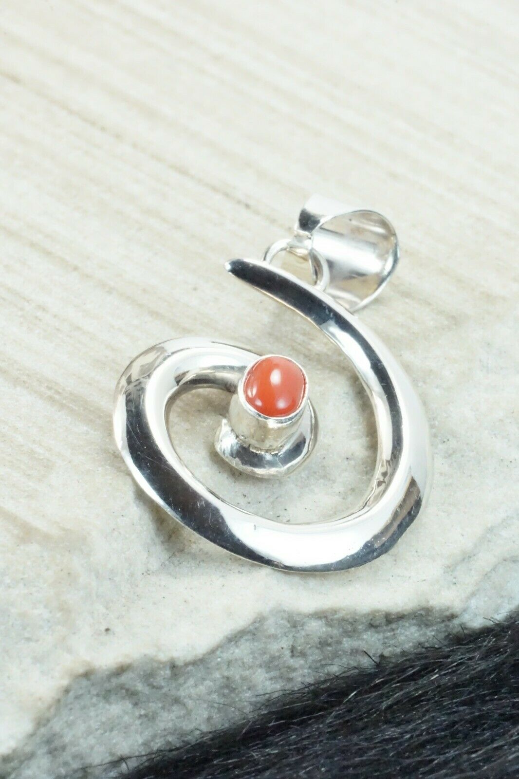 Coral & Sterling Silver Pendant - Mildred Parkhurst