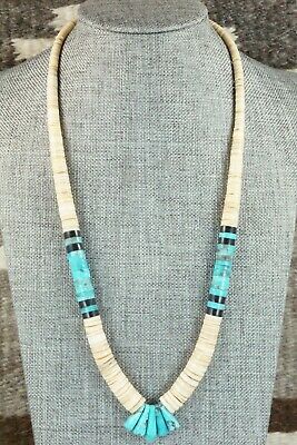 Shell, Turquoise & Sterling Silver Necklace - Lupe Lovato