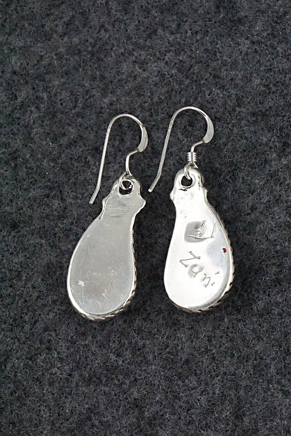 Coral & Sterling Silver Inlay Earrings - Susie Lowsayatee