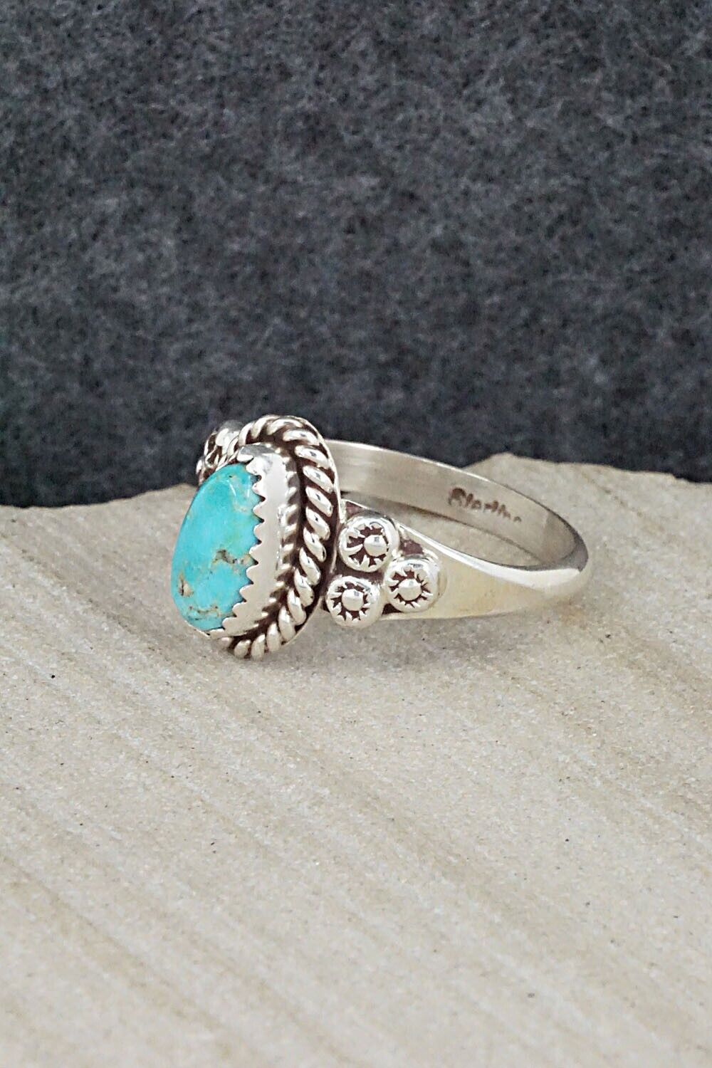 Turquoise & Sterling Silver Ring - Freda Martinez - Size 9.5