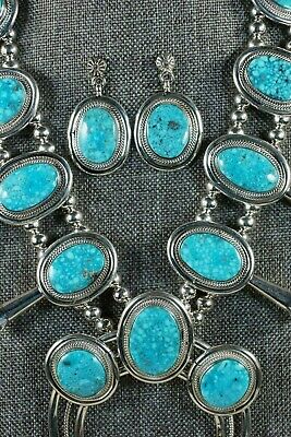 Navajo Turquoise & Sterling Silver Squash Blossom - Raymond Delgarito - High Lonesome Trading