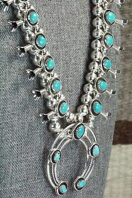 Turquoise & Sterling Silver Squash Blossom and Earrings - Phil Garcia