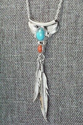 Turquoise, Coral & Sterling Silver Necklace - Sharon McCarthy