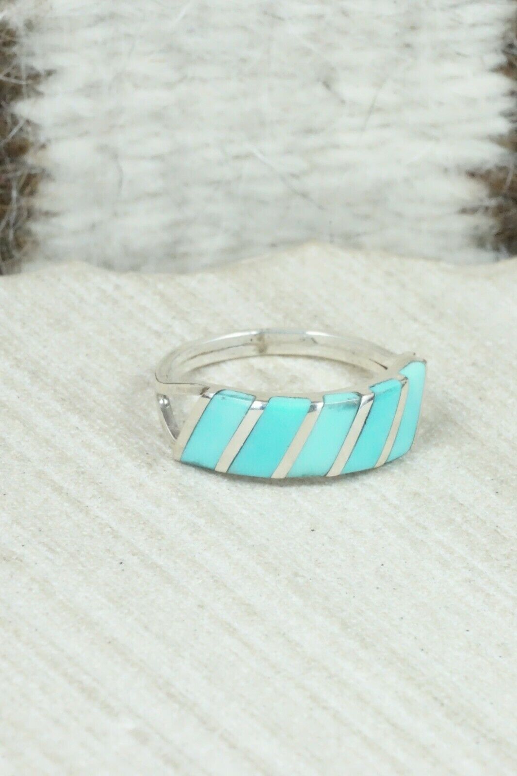 Turquoise & Sterling Silver Ring - Fabian Sheyka - Size 6.75