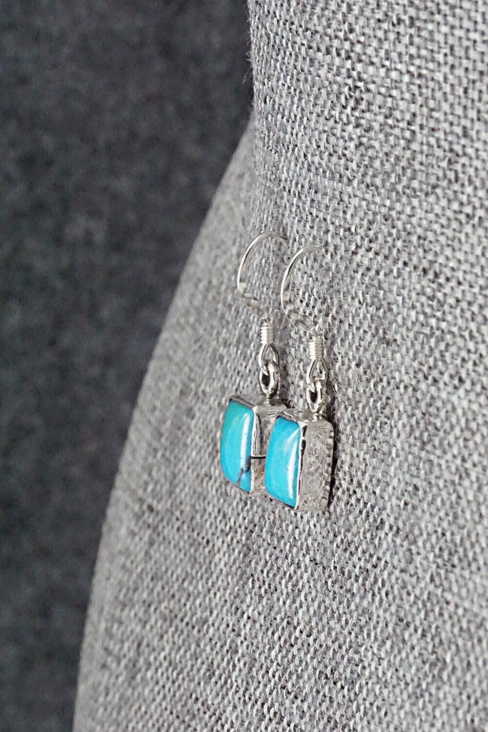 Turquoise & Sterling Silver Earrings - Lee Shorty