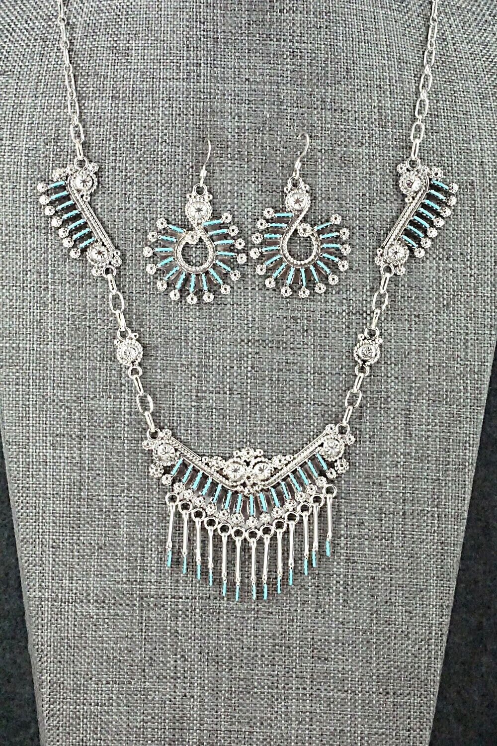 Turquoise & Sterling Silver Necklace Set - Kevin Leekity