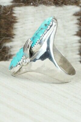 Turquoise & Sterling Silver Ring - Lyolita Tsattie - Size 13.5