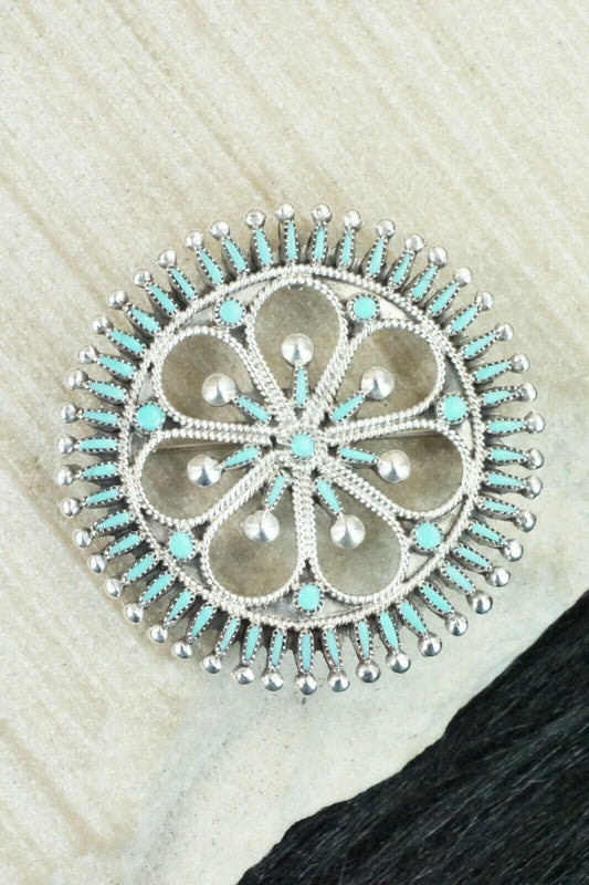 Turquoise & Sterling Silver Pendant - Vincent Johnson