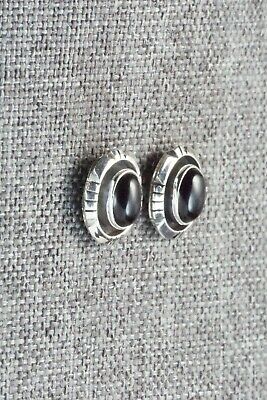 Onyx & Sterling Silver Earrings - Amos Begay
