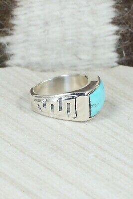 Turquoise & Sterling Silver Ring - Leslie & Gladys Lamy - Size 7