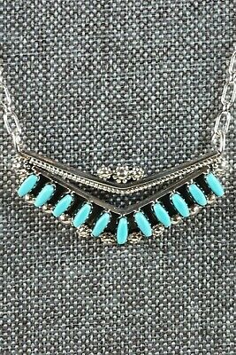 Zuni Turquoise & Sterling Silver Necklace - MaDerral Kallestewa - High Lonesome Trading