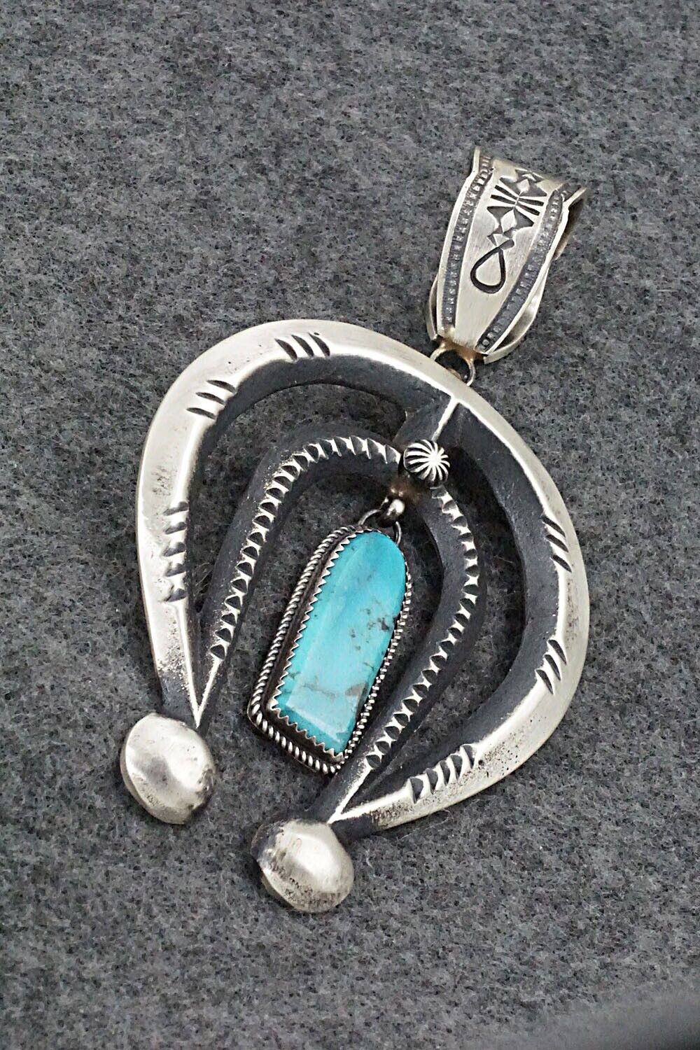 Turquoise and Sterling Silver Pendant - Martha Cayatineto