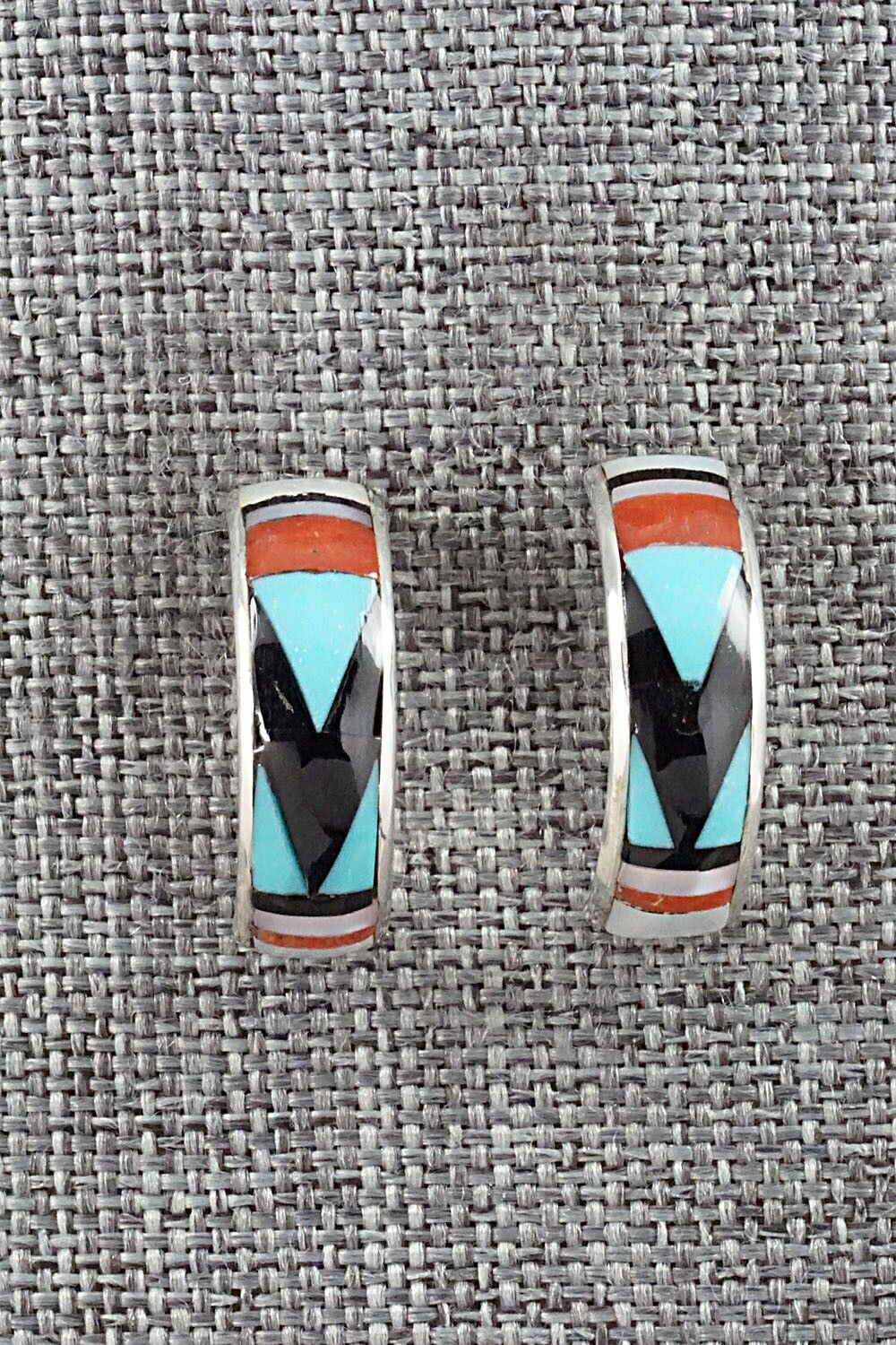 Multi Stone Inlay & Sterling Silver Earrings - Delberta Boone