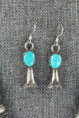 Turquoise & Sterling Silver Squash Blossom and Earrings - Leon Kirlie