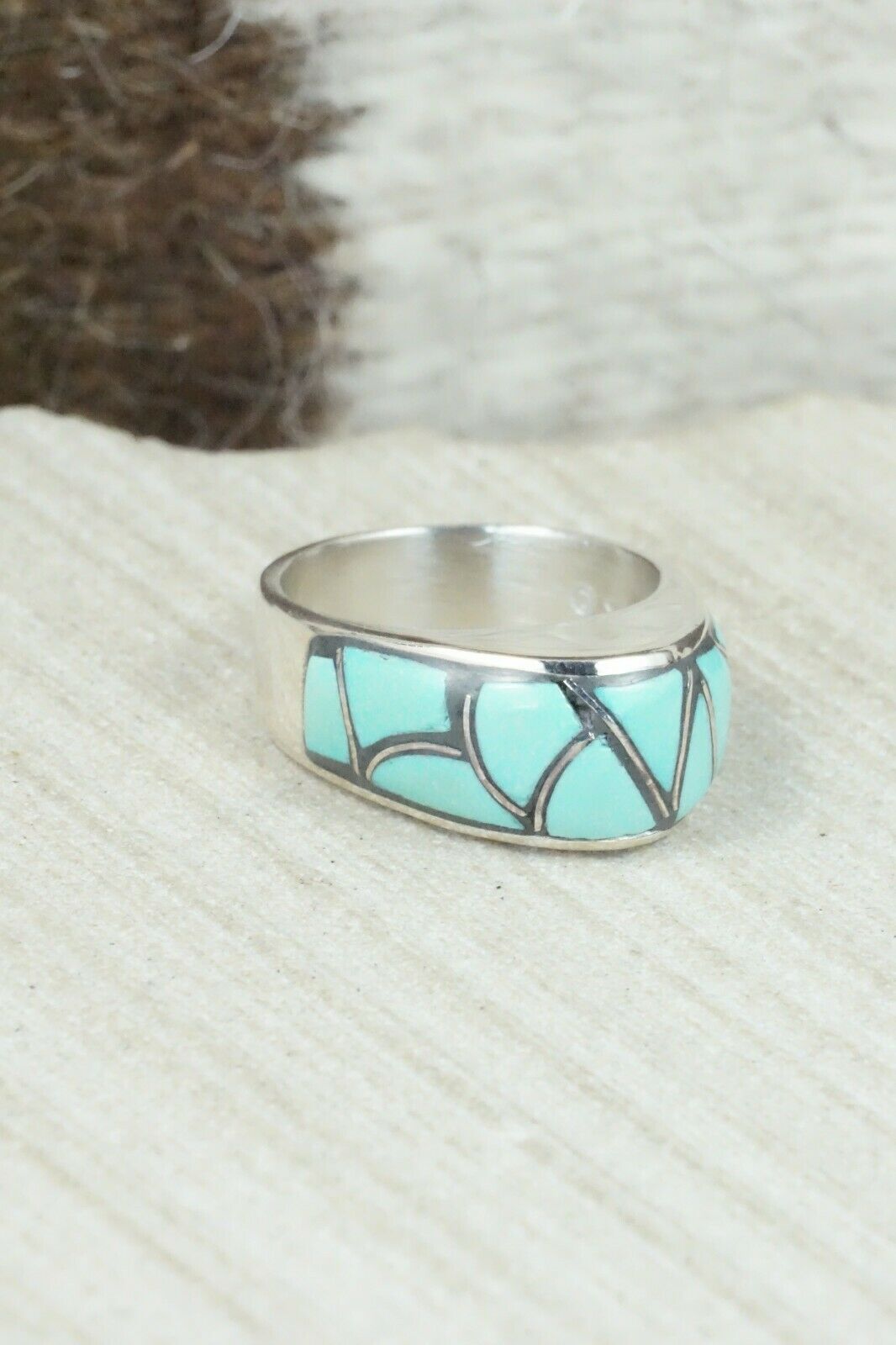 Turquoise & Sterling Silver Ring - Orena Leekya - Size 5.75
