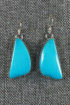 Navajo Turquoise & Sterling Silver Earrings - Alvin Joe - High Lonesome Trading